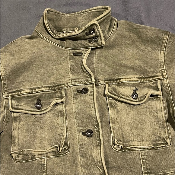 Free People jean jacket women’s‎ size small NWOT green - Picture 4 of 11